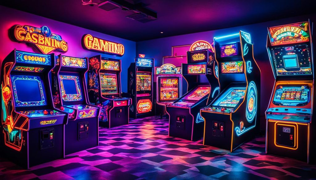 arcade room design with retro gaming machines