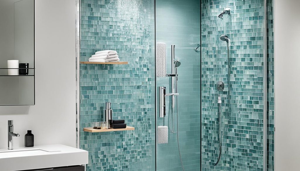 built-in shower storage