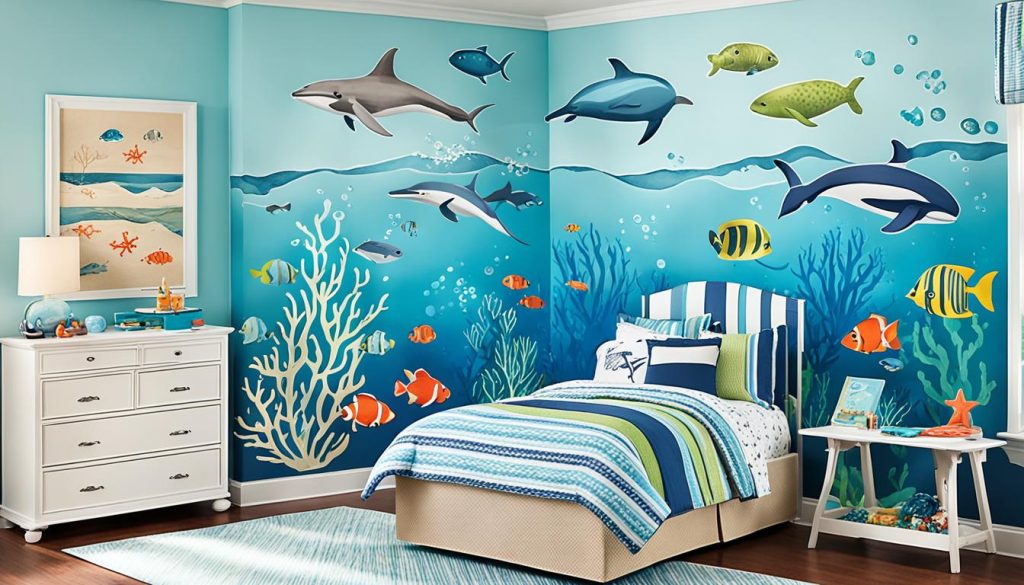 coastal kids' bedroom with underwater scenes