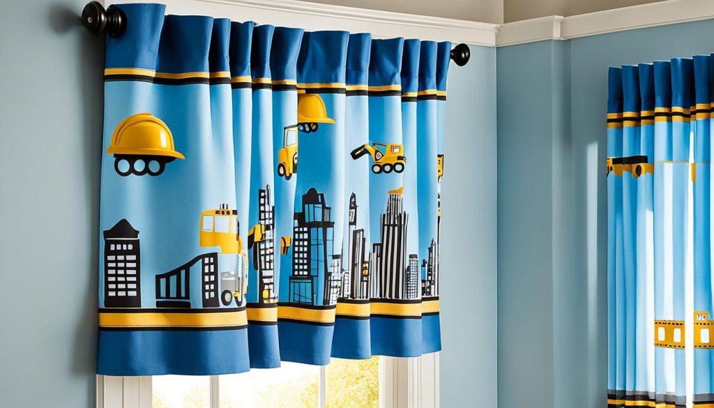 construction themed window treatments