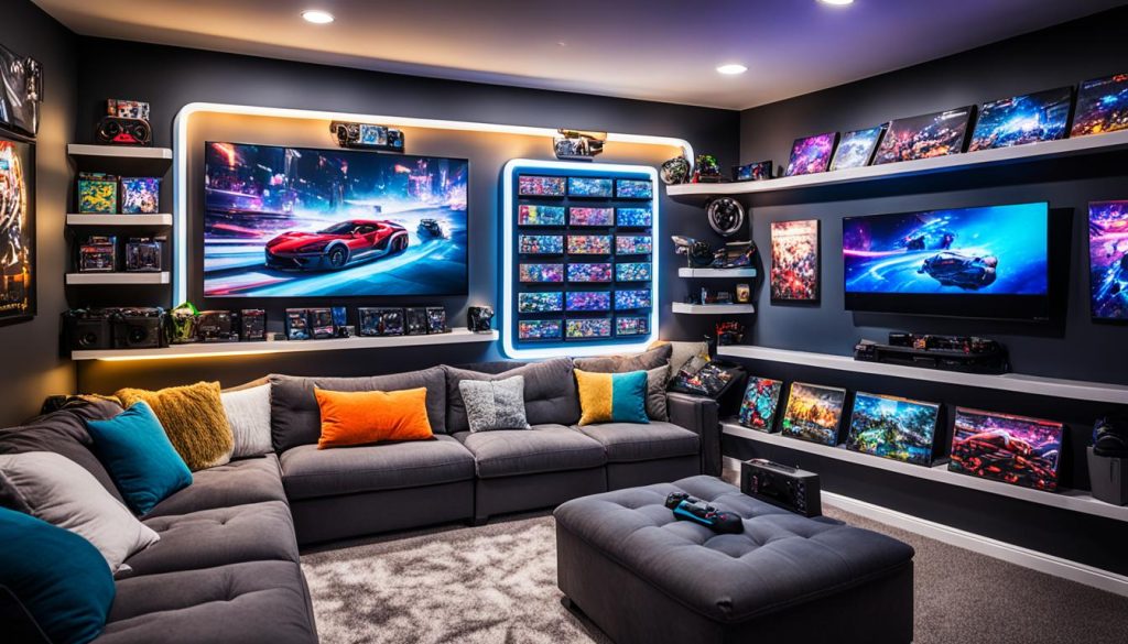 cozy video game lounge