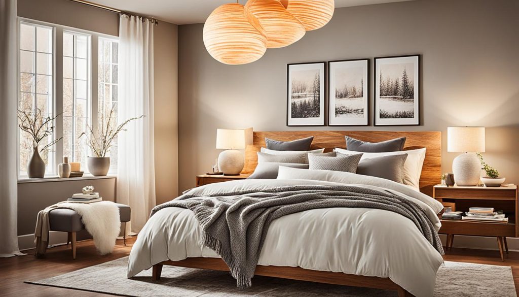 layered lighting techniques for cozy bedroom