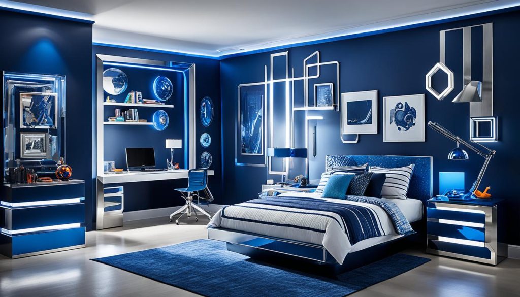 modern boys bedroom with sleek furniture