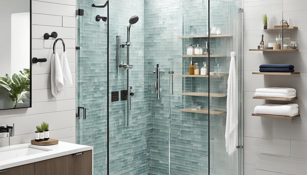 modern shower shelves