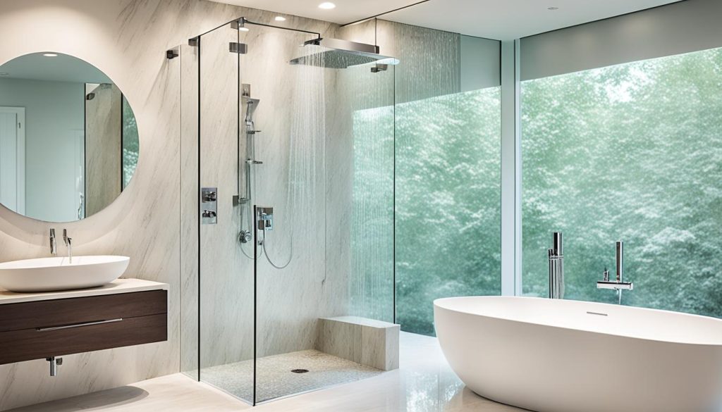 sophisticated shower experience with rainfall shower head