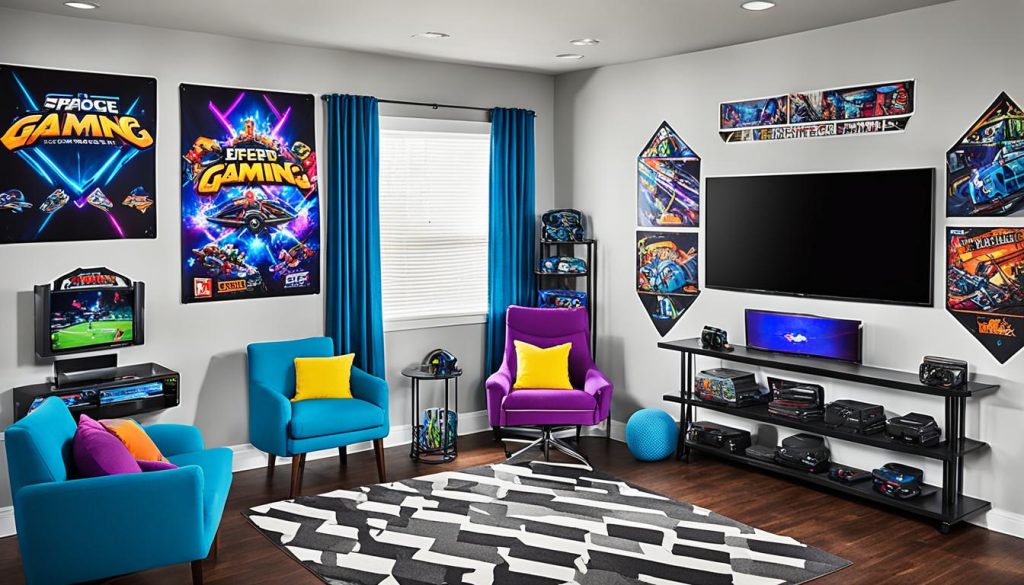 teen game room with video game setup