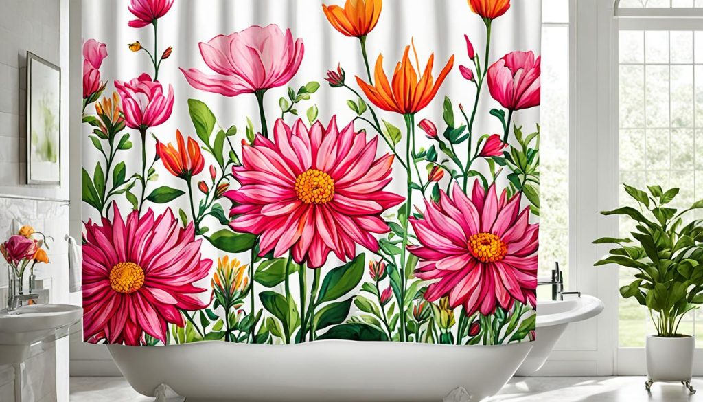 vibrant floral shower curtains