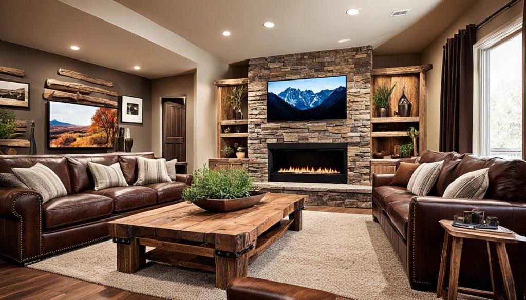 western glam living room with technology