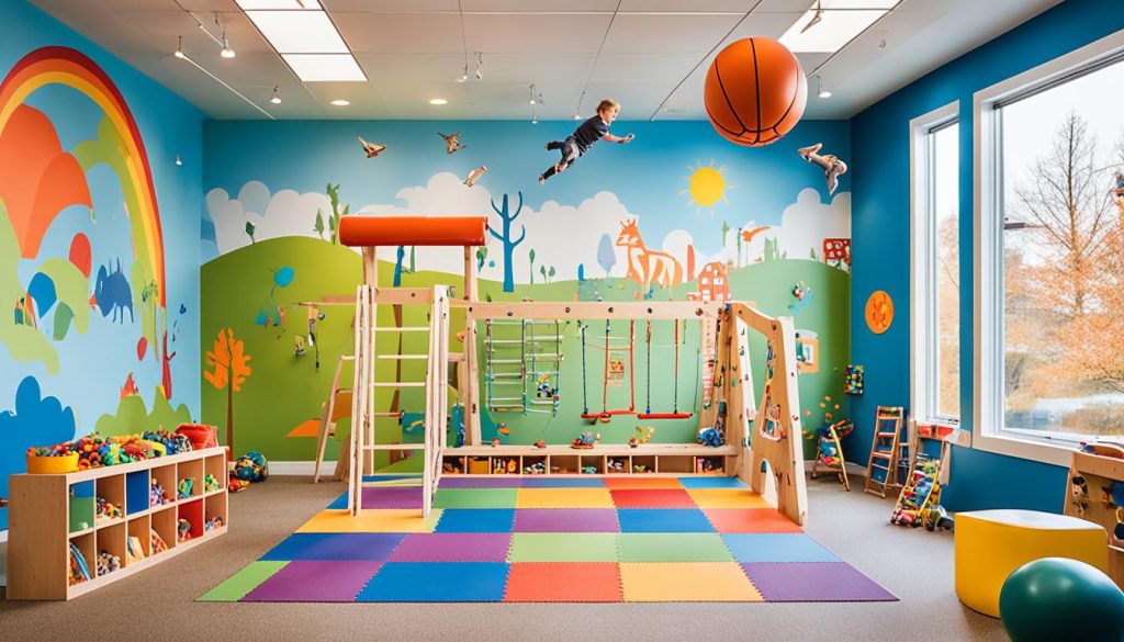 Active play areas for family fun space