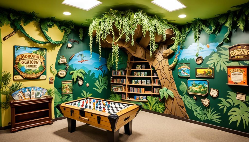 Adventure themed game room décor