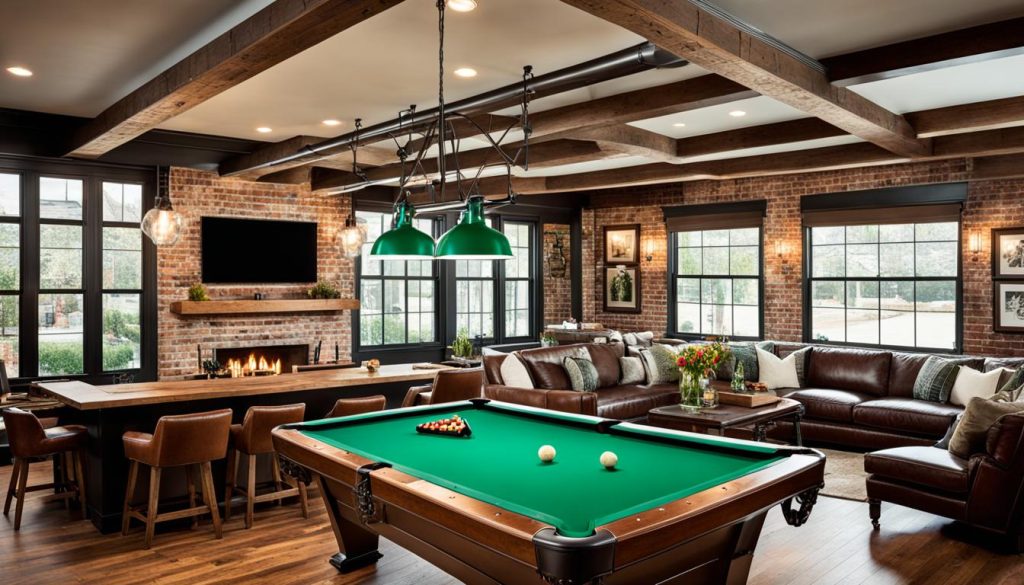 Attic game room with pool table