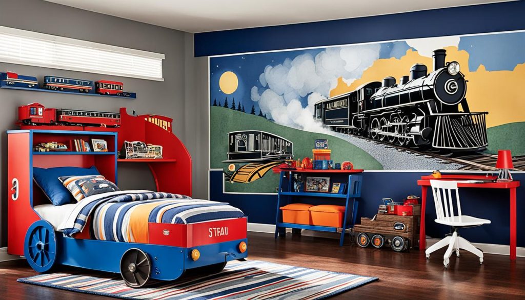 Boys' train bedroom decor