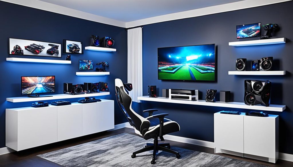 Compact gaming setups in video game rooms