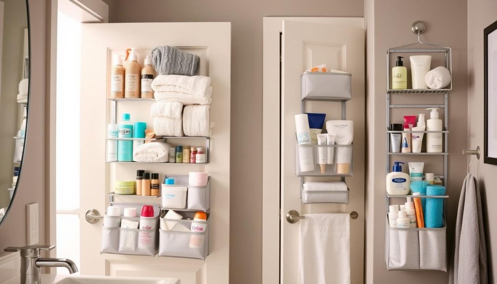 Creative bathroom storage ideas using over-the-door organizers