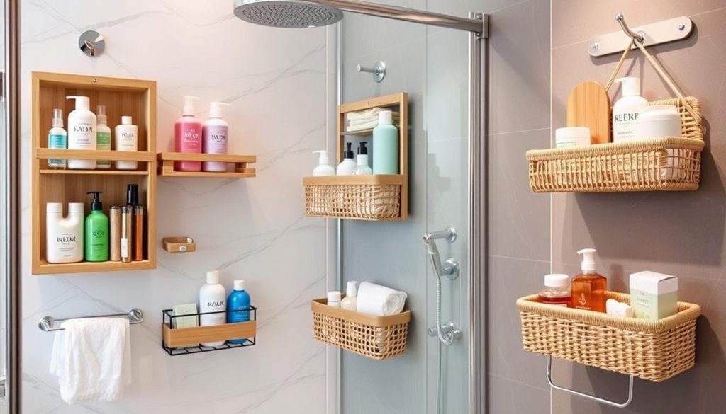 DIY bathroom caddies for shower storage