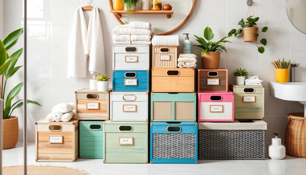 DIY bathroom storage boxes