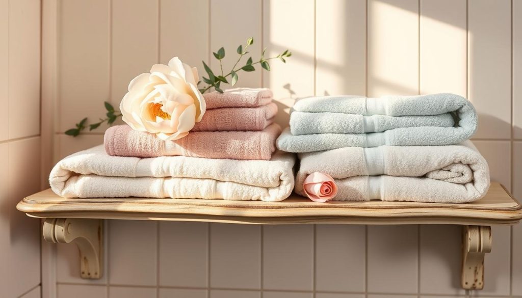 Decorative towel display with floral accents