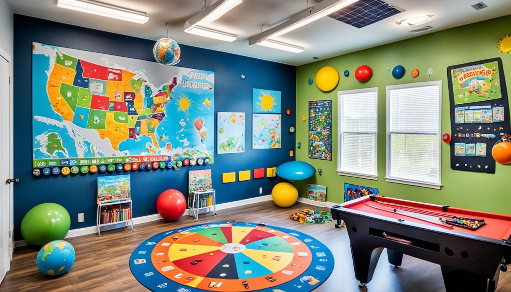 Educational elements in family game rooms