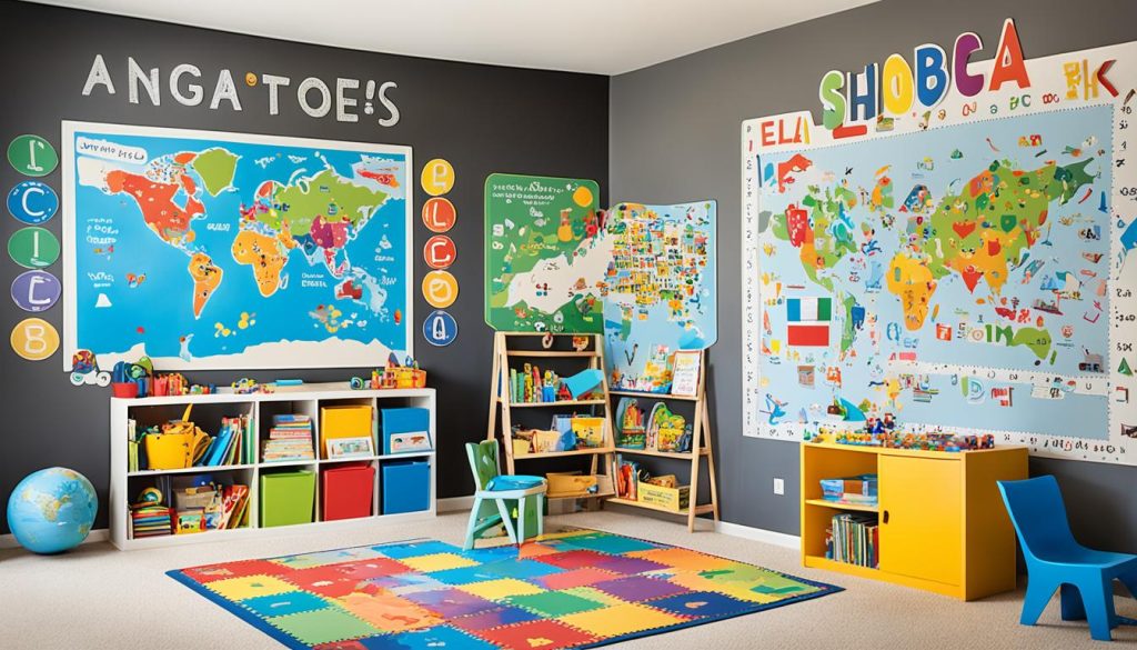 Educational elements in kids playroom