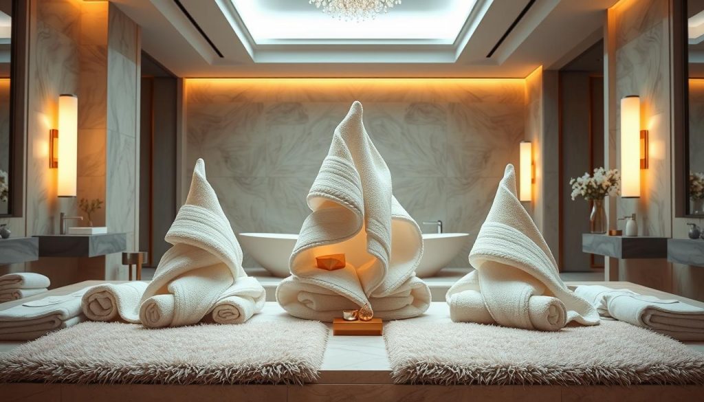 Elegant towel sculptures for sophisticated bathroom styling