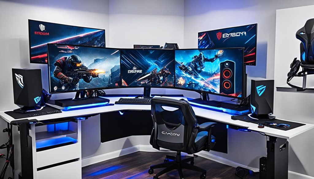 Ergonomic gaming setup in ultimate gaming room