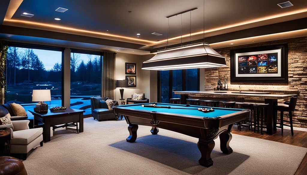 Game room lighting for home entertainment