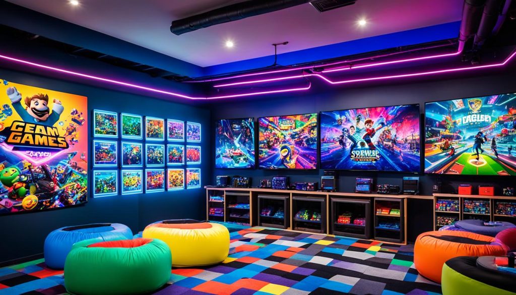 Interactive games for kids in a modern games room