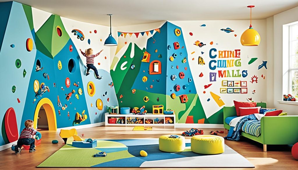 Interactive kids' den with climbing wall