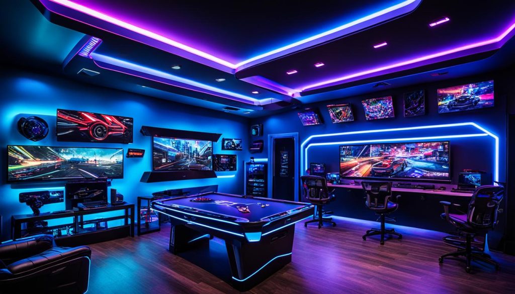 LED strip lighting in gaming den