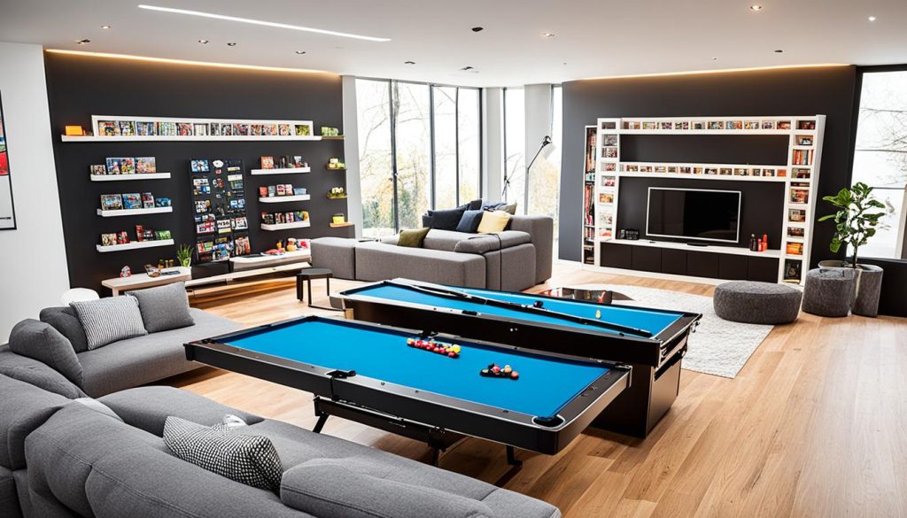 Multi-functional furniture in a games room