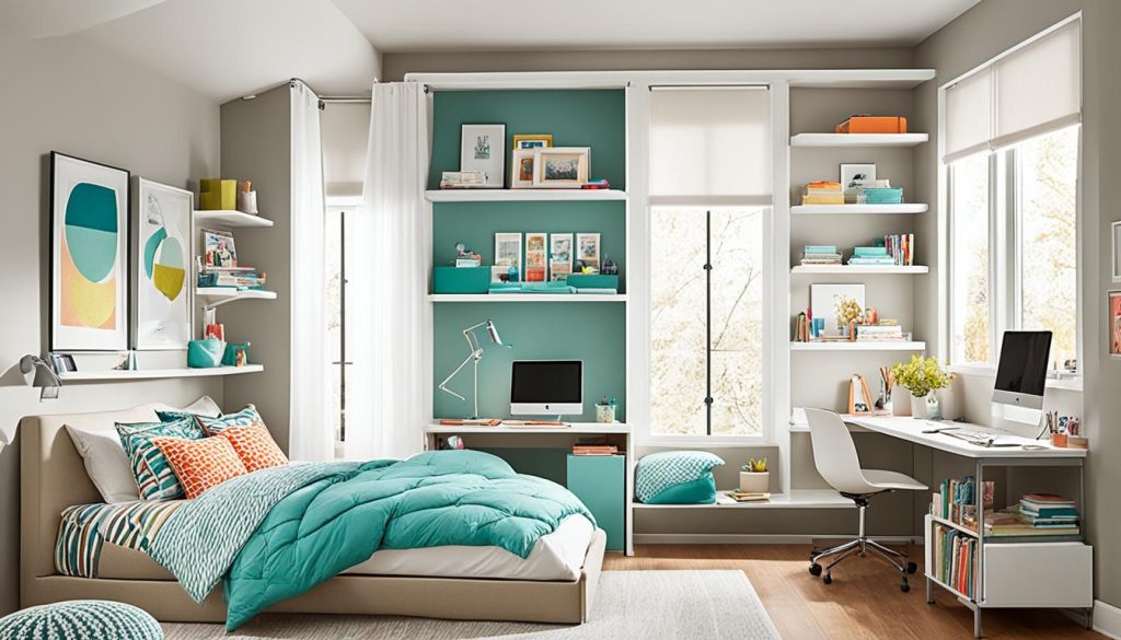 Multifunctional furniture in a small bedroom