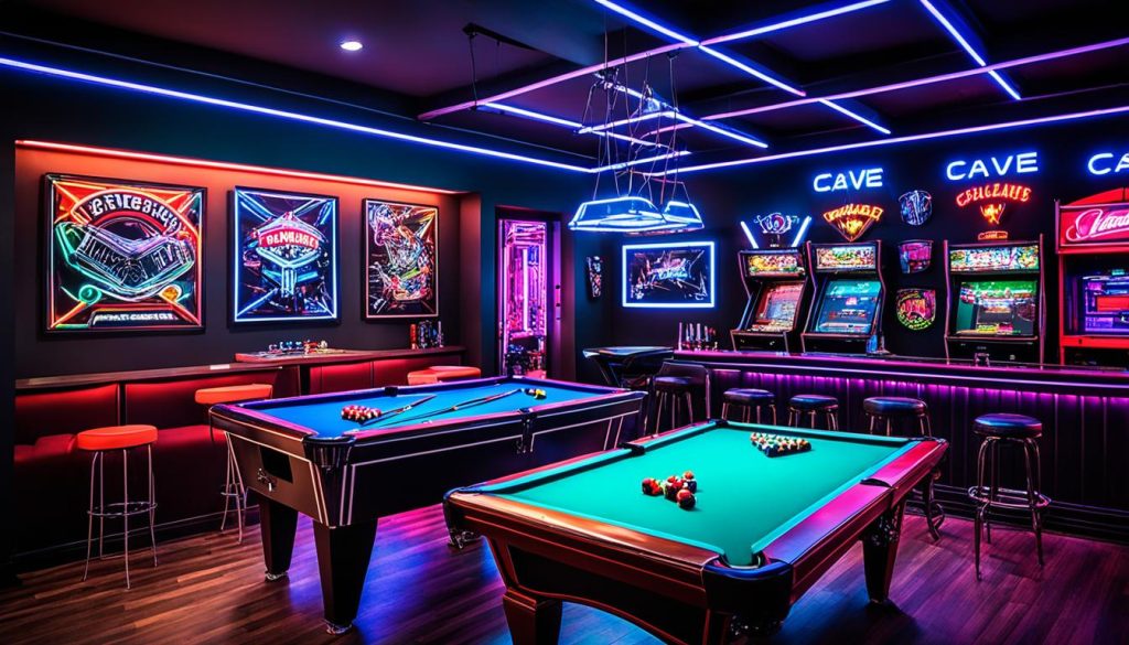 Neon lights in game room design