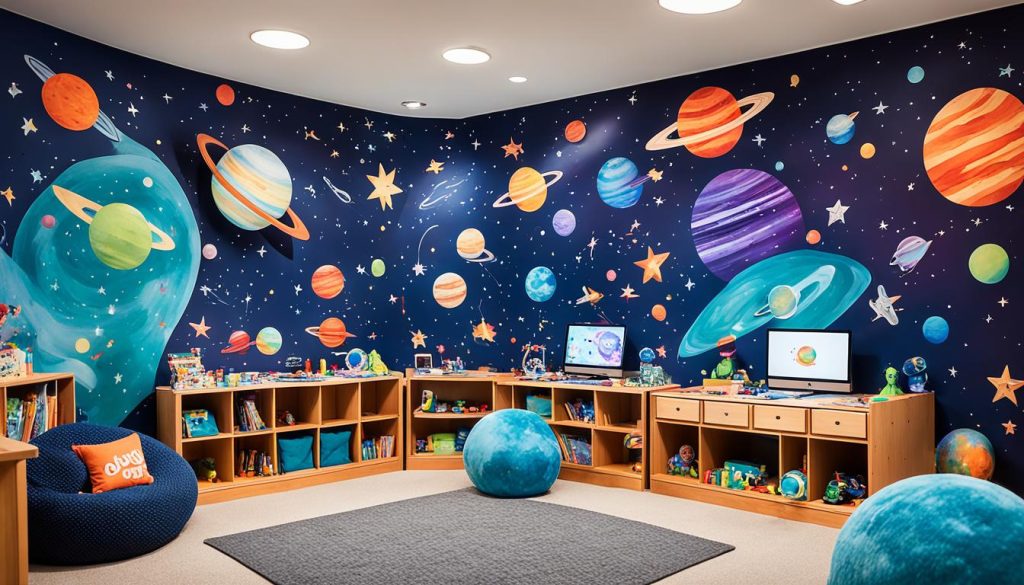 Outer space themed imagination zone