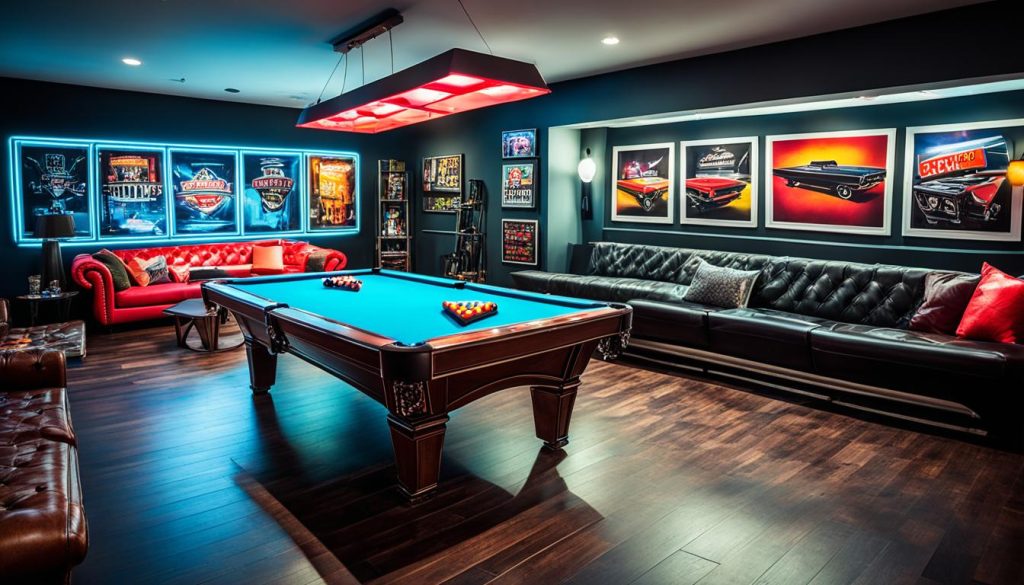 Pool table in game room