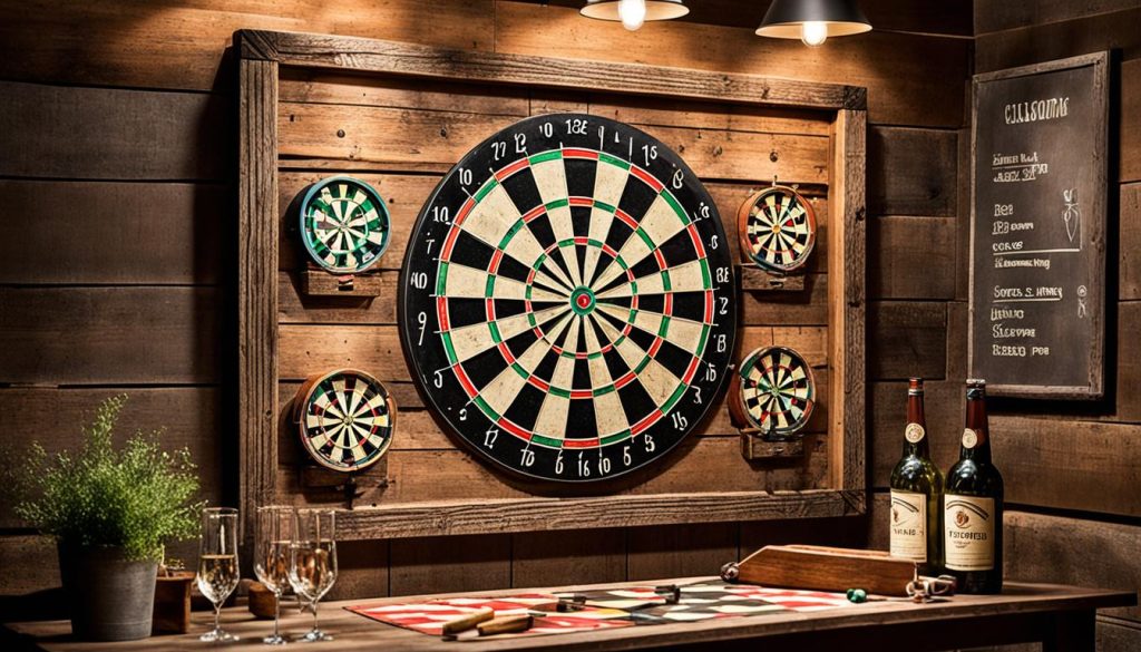 Rustic dart board with reclaimed wood frame