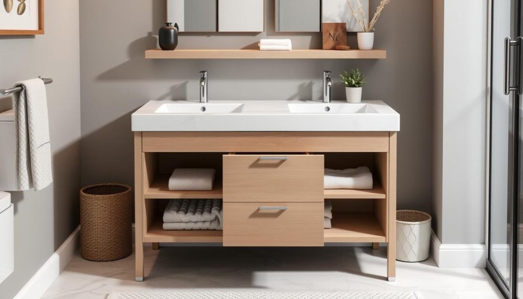 Small bathroom storage vanity