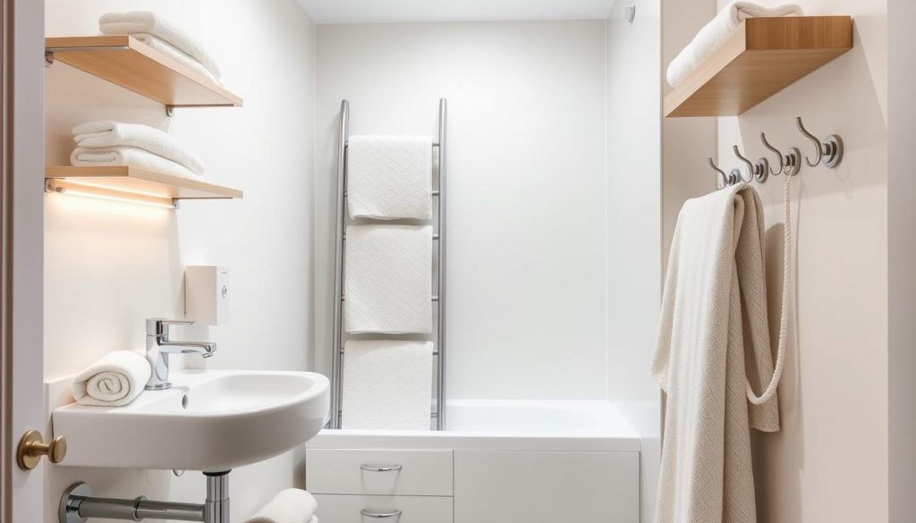 Space-saving bathroom hacks for towel storage