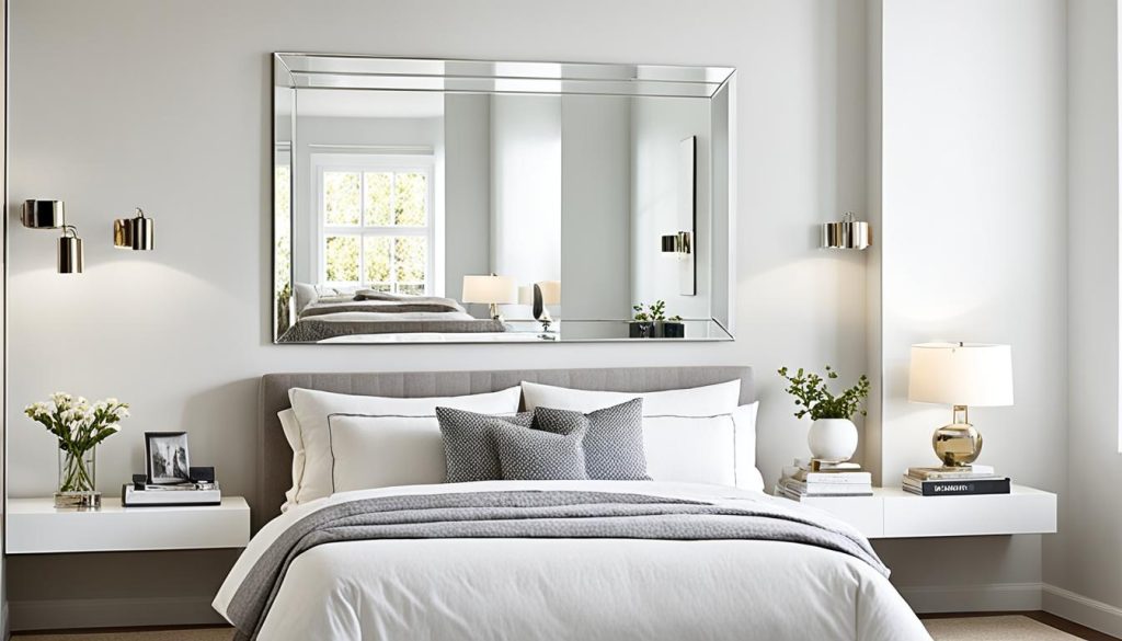 Strategic mirror placement in small bedroom