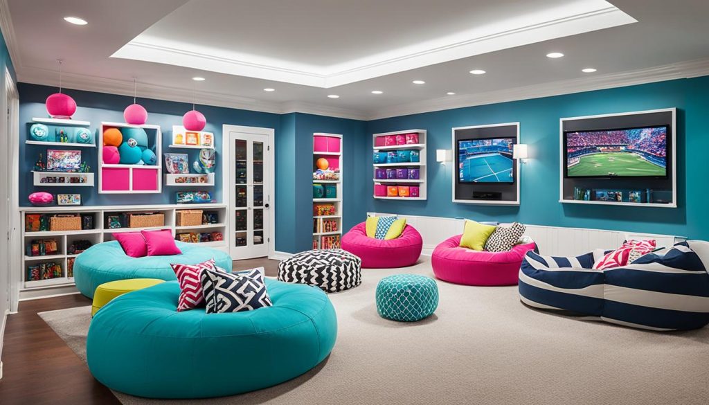 Stylish entertainment nooks with color coordination