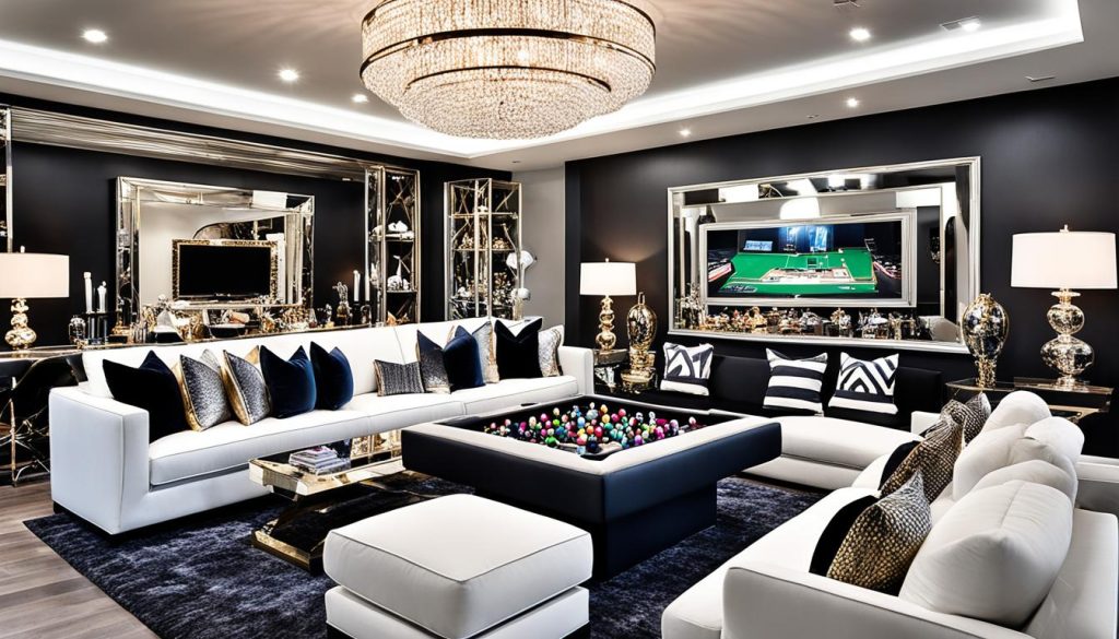 Stylish seating arrangements for glam games room