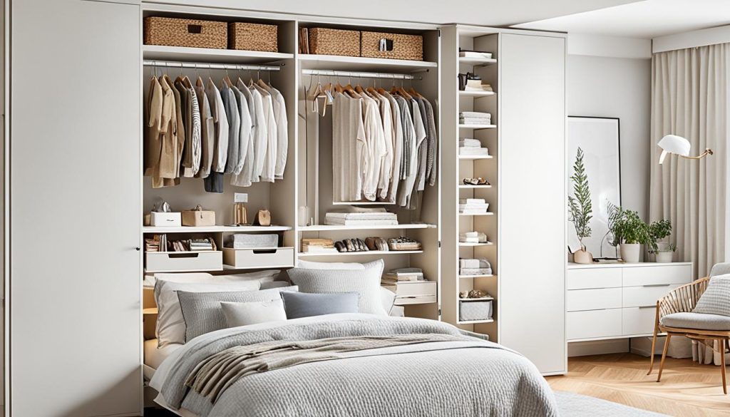 Vertical storage solutions for small bedrooms