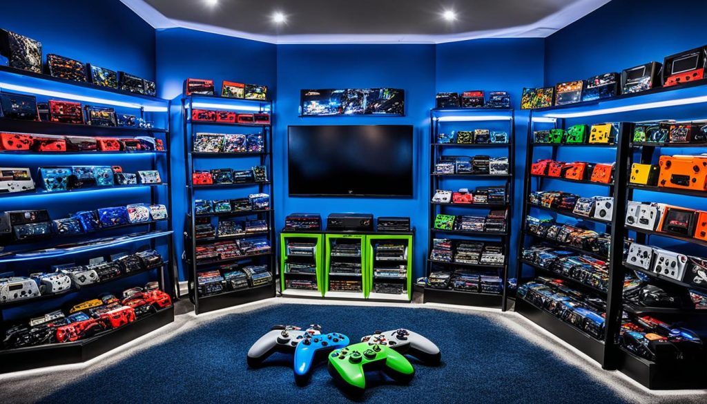 Video game consoles for action-packed games room