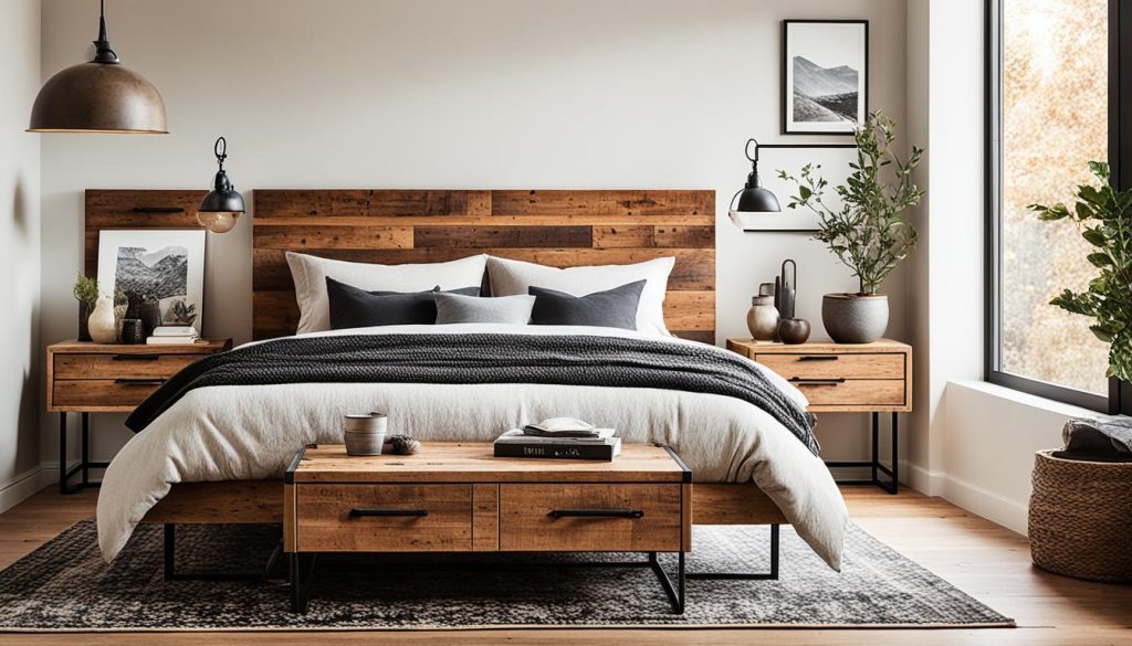 Wooden accents in a cozy bedroom