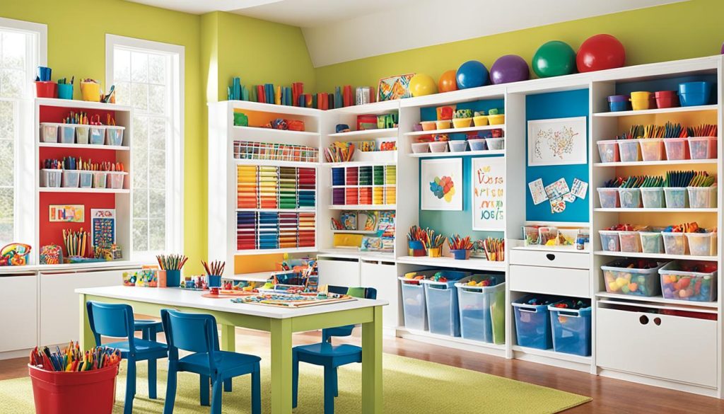 arts and crafts area in kids playroom