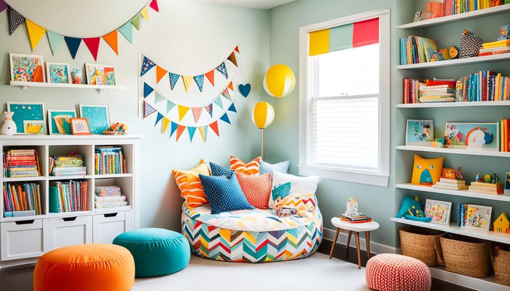 cozy reading nook in creative play spaces