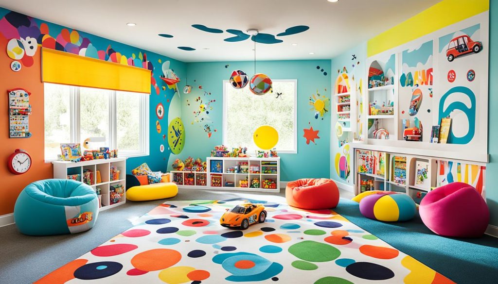 creative play area with vibrant colors