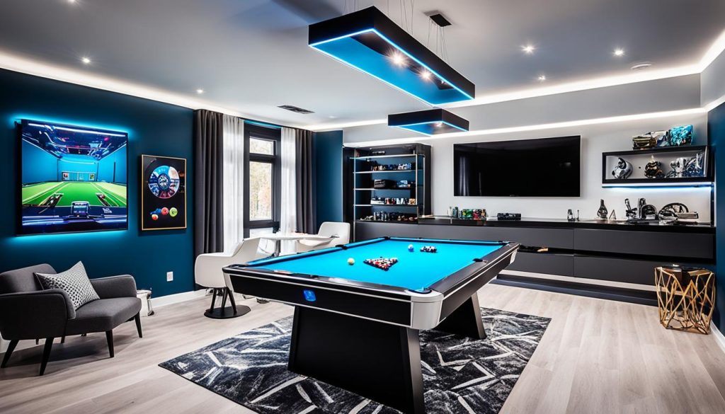 gaming lounge decor with smart lighting