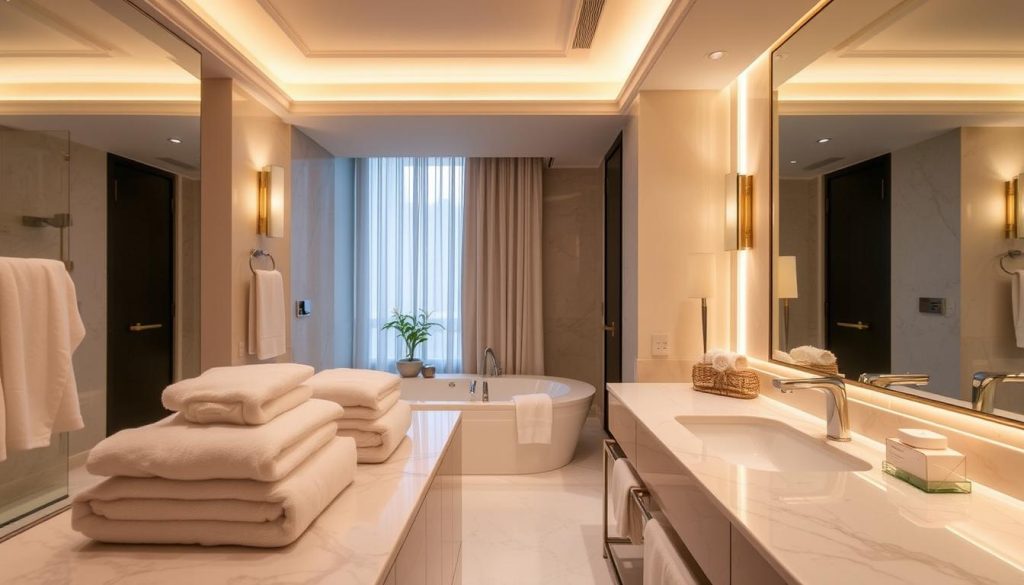 luxury hotel-style bathrooms towel fold