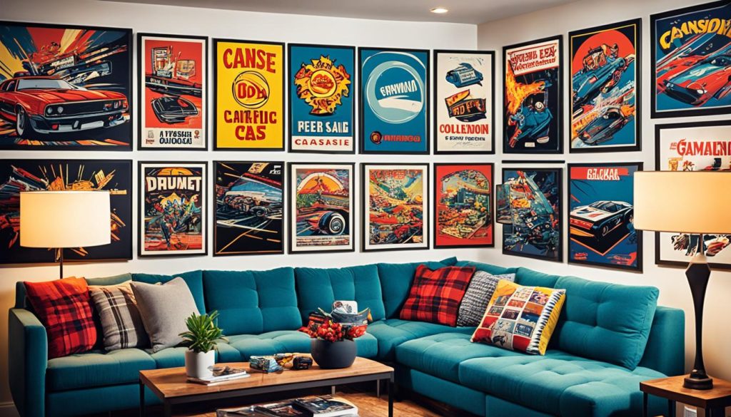 man cave ideas with gaming posters