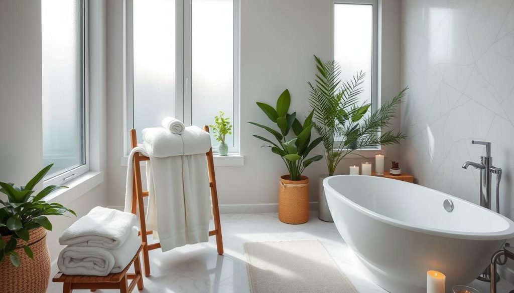 spa-inspired bathroom with luxurious towels